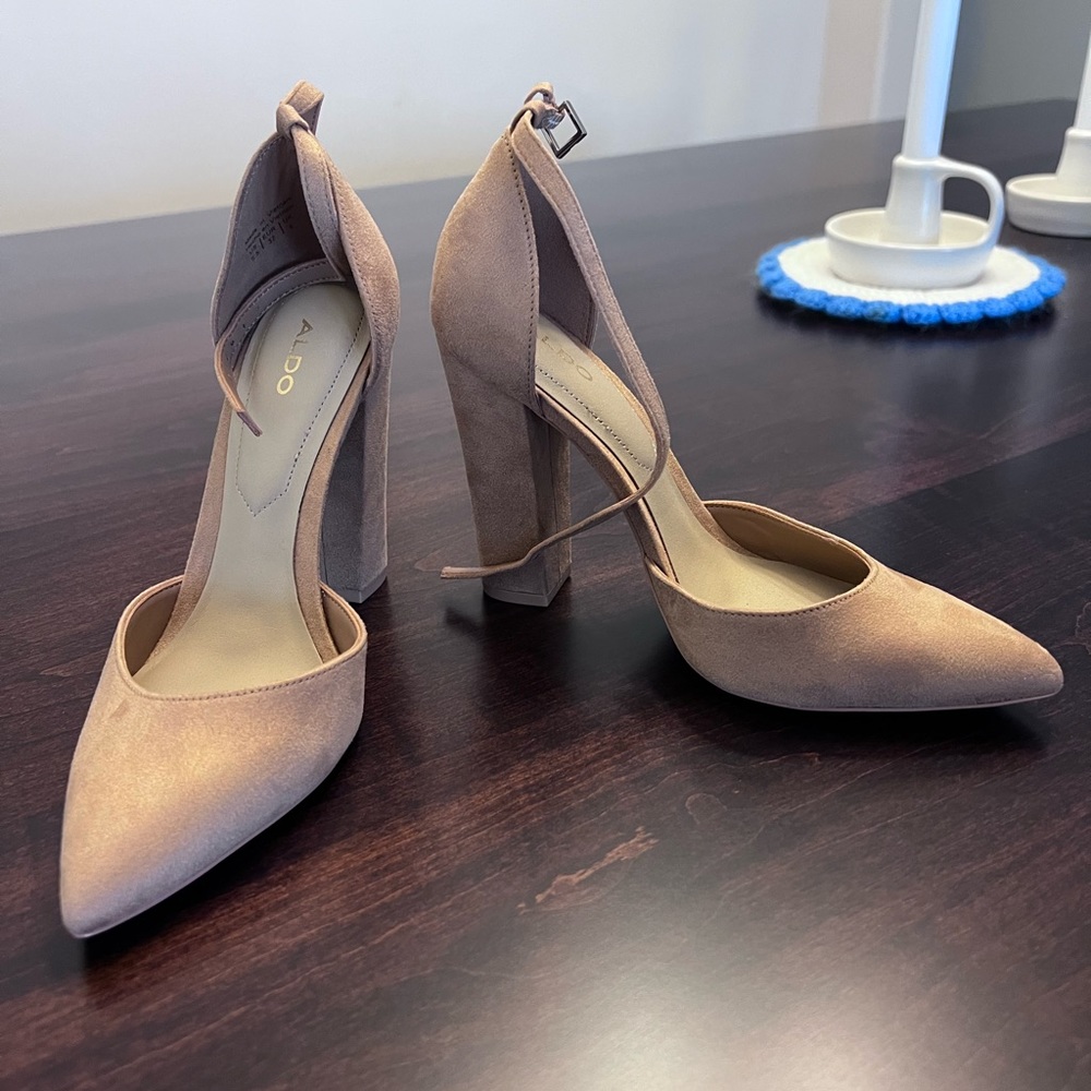 Nude Block Strap Heels